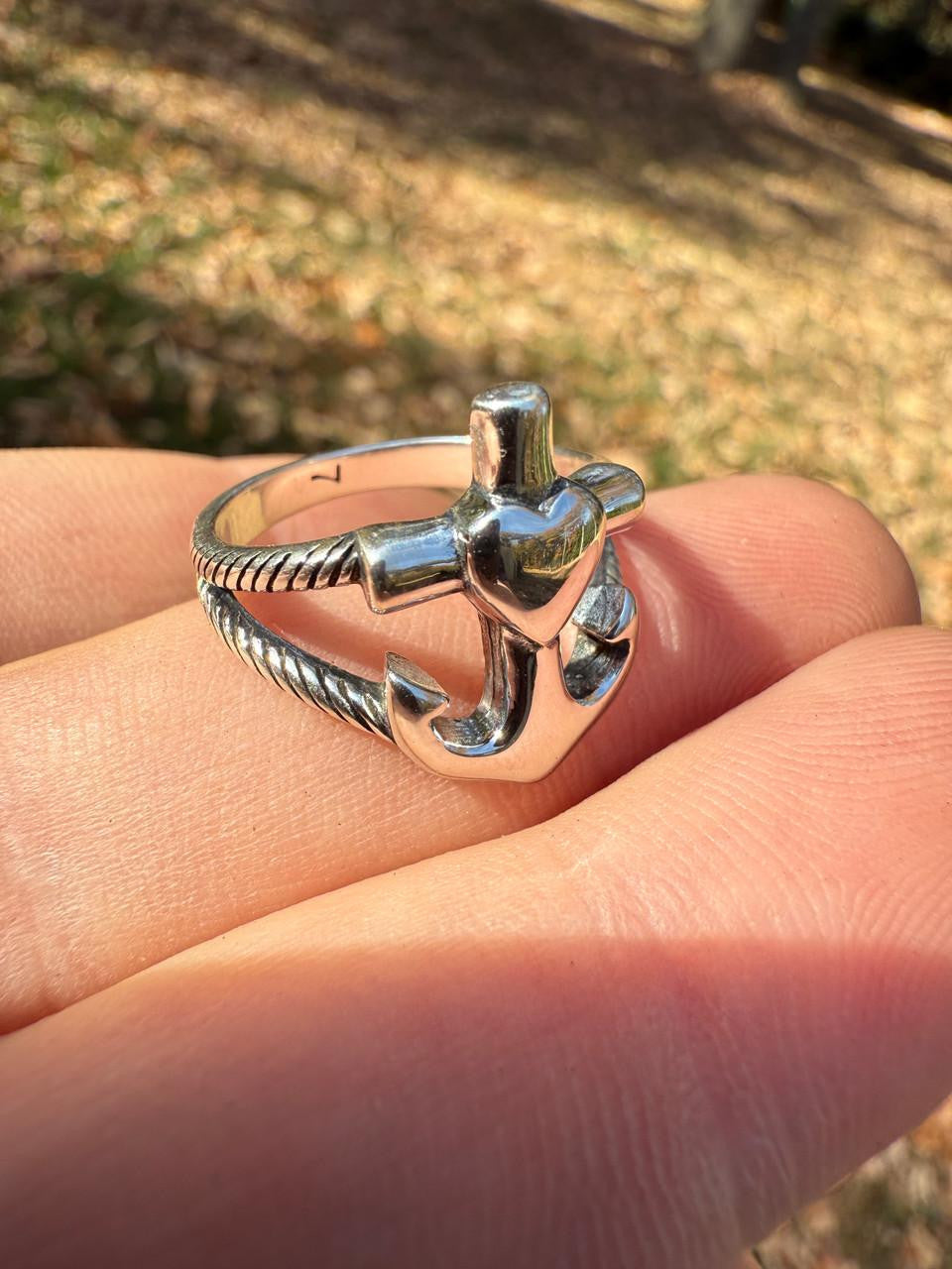Cross On Anchor Ring | 925 Silver Oxidized