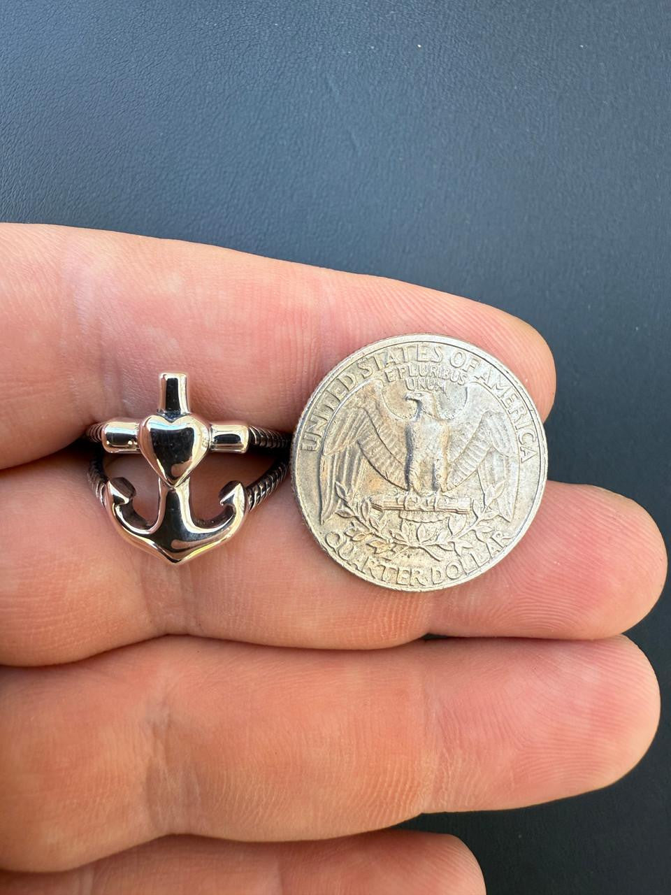 Cross On Anchor Ring | 925 Silver Oxidized