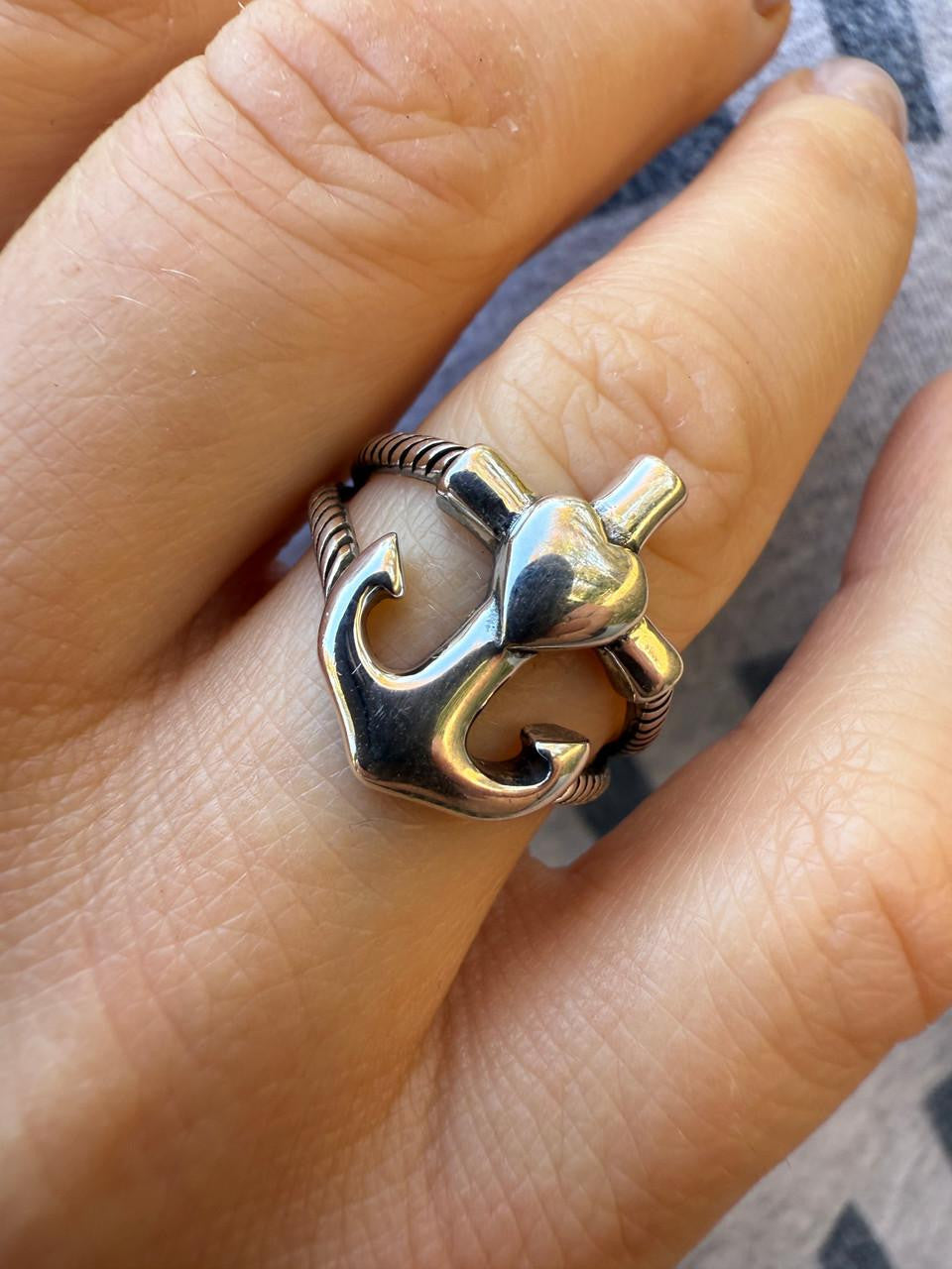 Cross On Anchor Ring | 925 Silver Oxidized