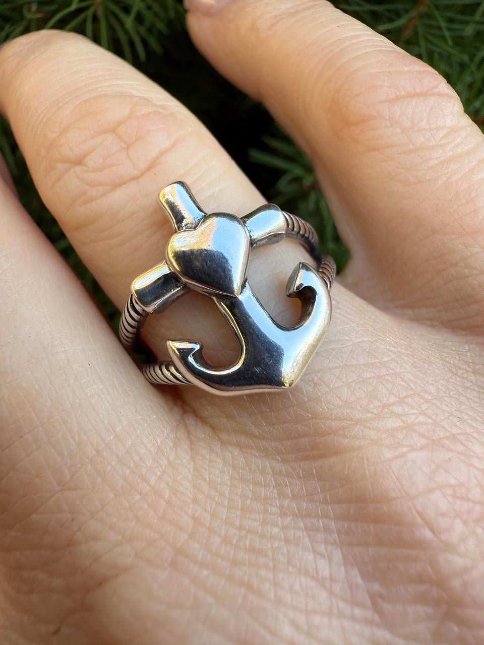 Cross On Anchor Ring | 925 Silver Oxidized