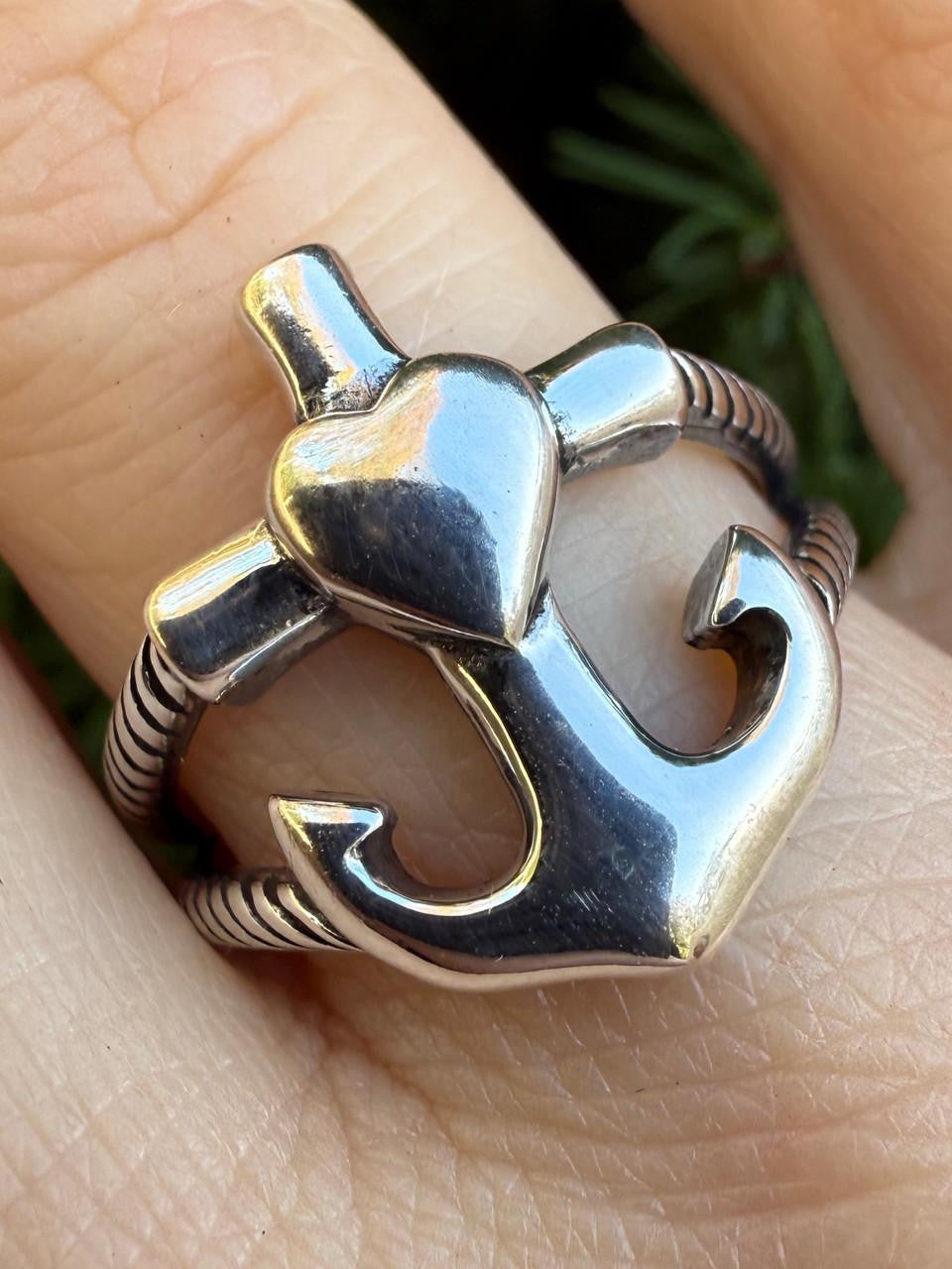 Cross On Anchor Ring | 925 Silver Oxidized