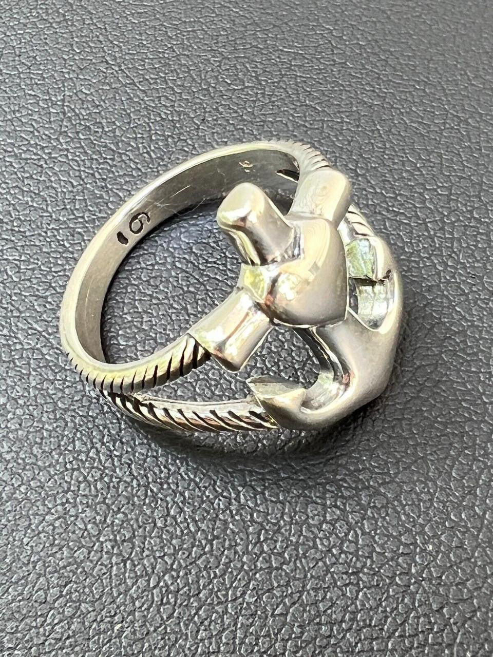 Cross On Anchor Ring | 925 Silver Oxidized