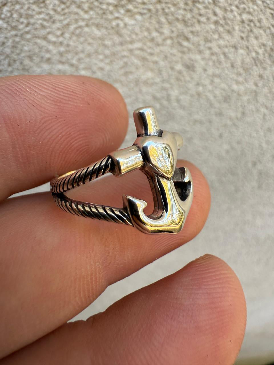 Cross On Anchor Ring | 925 Silver Oxidized