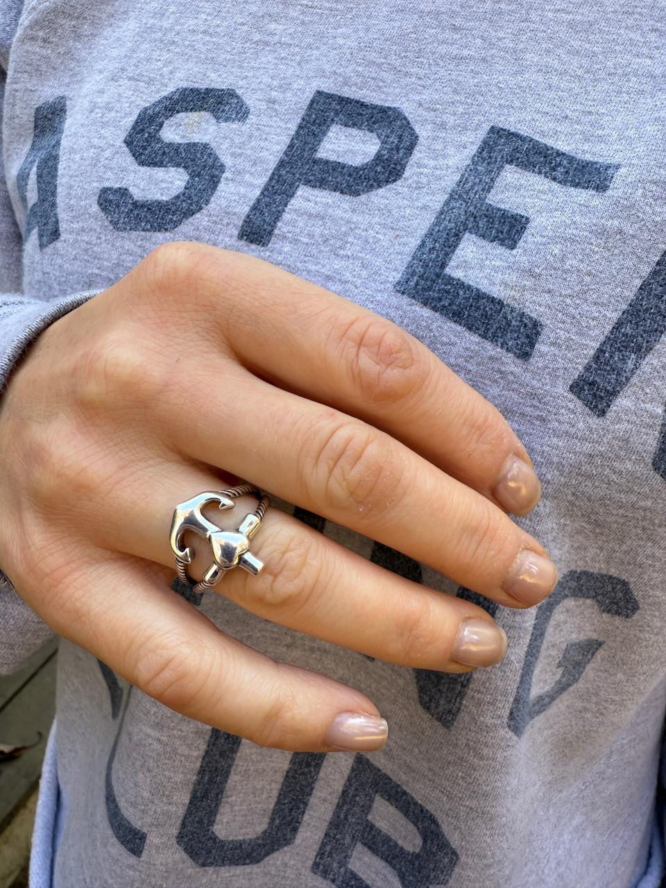Cross On Anchor Ring | 925 Silver Oxidized