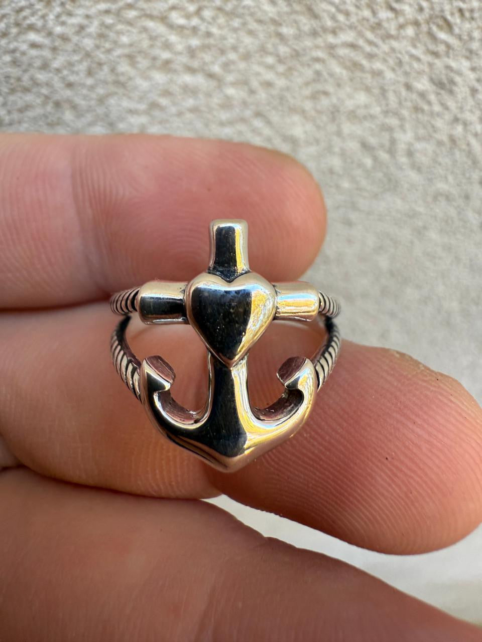 Cross On Anchor Ring | 925 Silver Oxidized