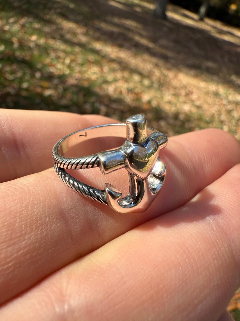 Cross On Anchor Ring | 925 Silver Oxidized