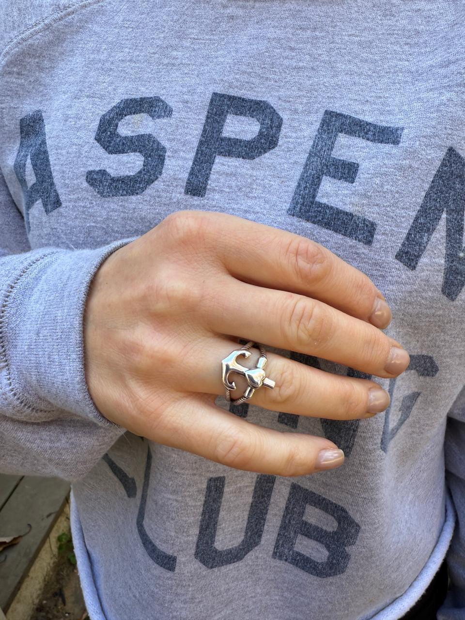 Cross On Anchor Ring | 925 Silver Oxidized