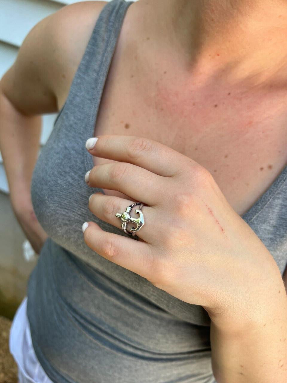 Cross On Anchor Ring | 925 Silver Oxidized