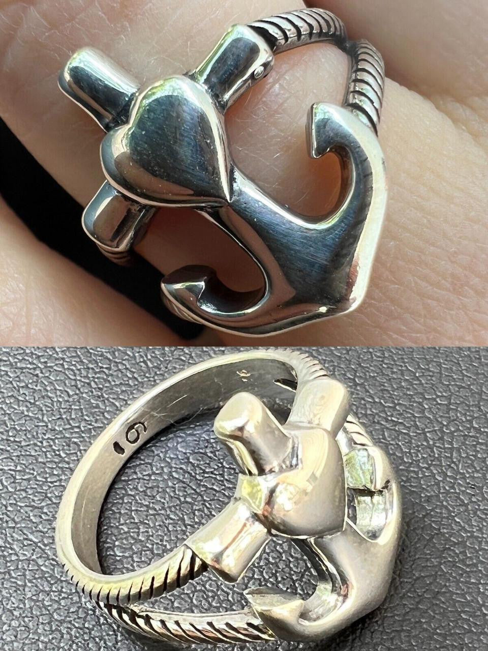Cross On Anchor Ring | 925 Silver Oxidized