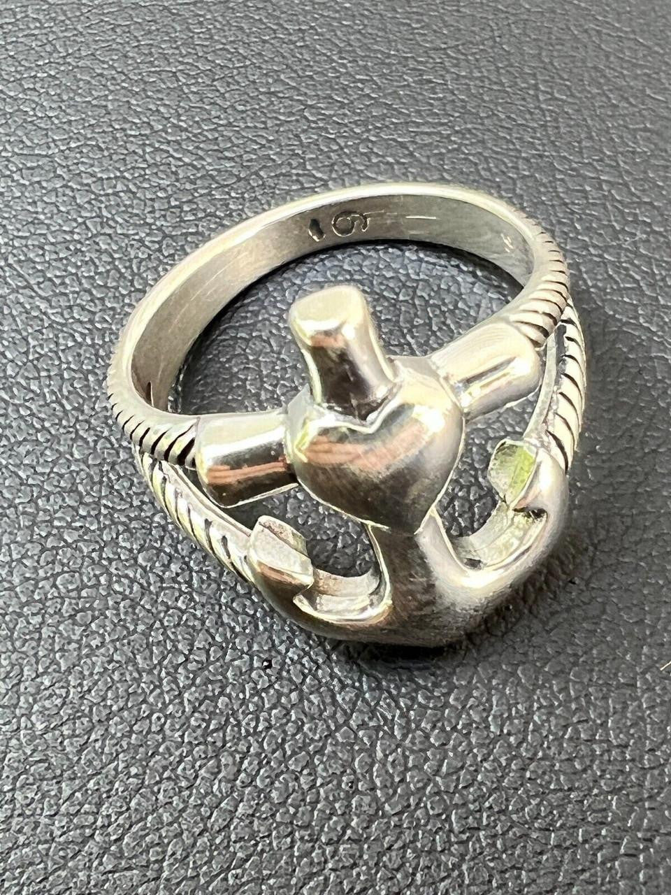 Cross On Anchor Ring | 925 Silver Oxidized