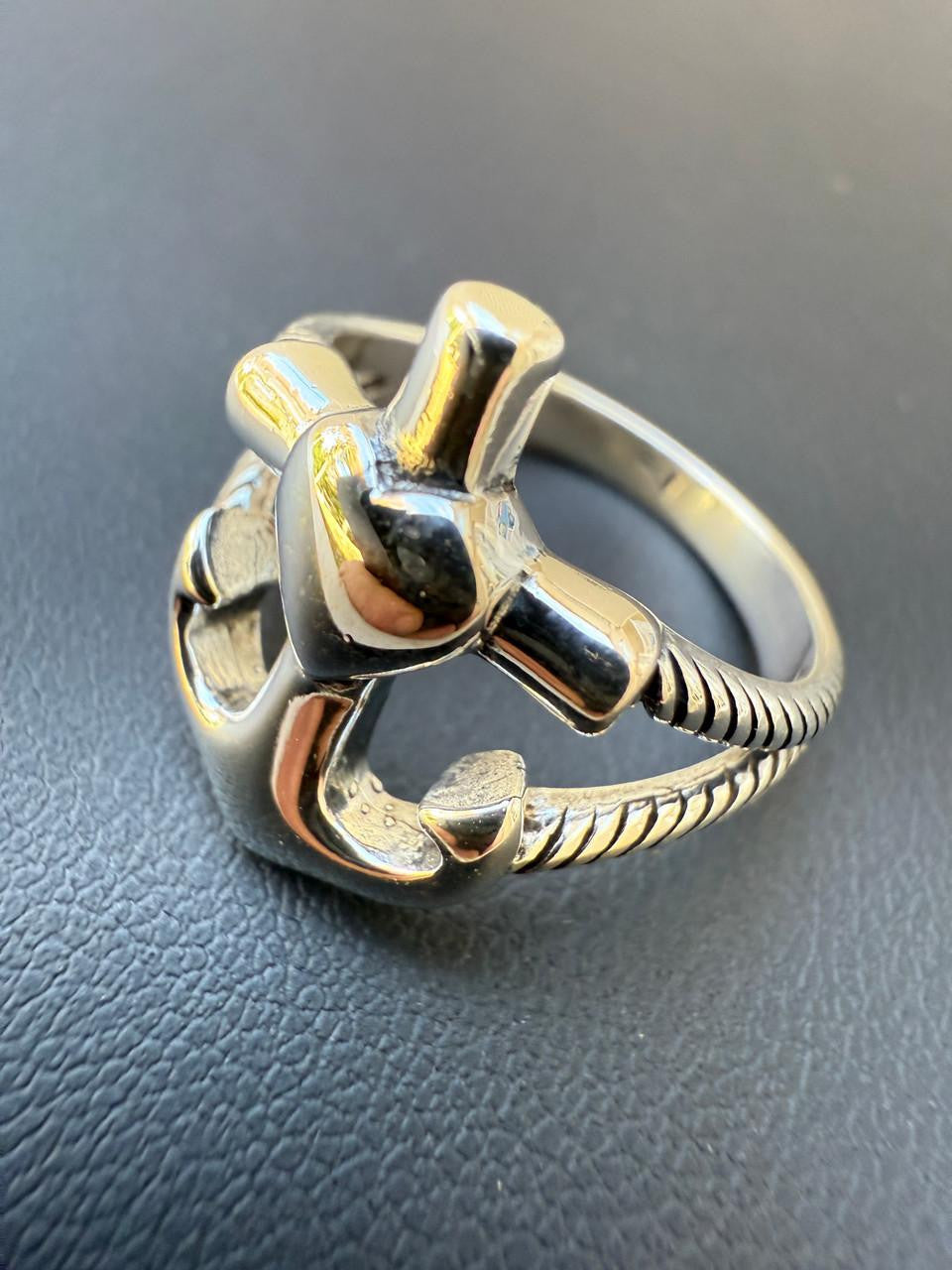 Cross On Anchor Ring | 925 Silver Oxidized