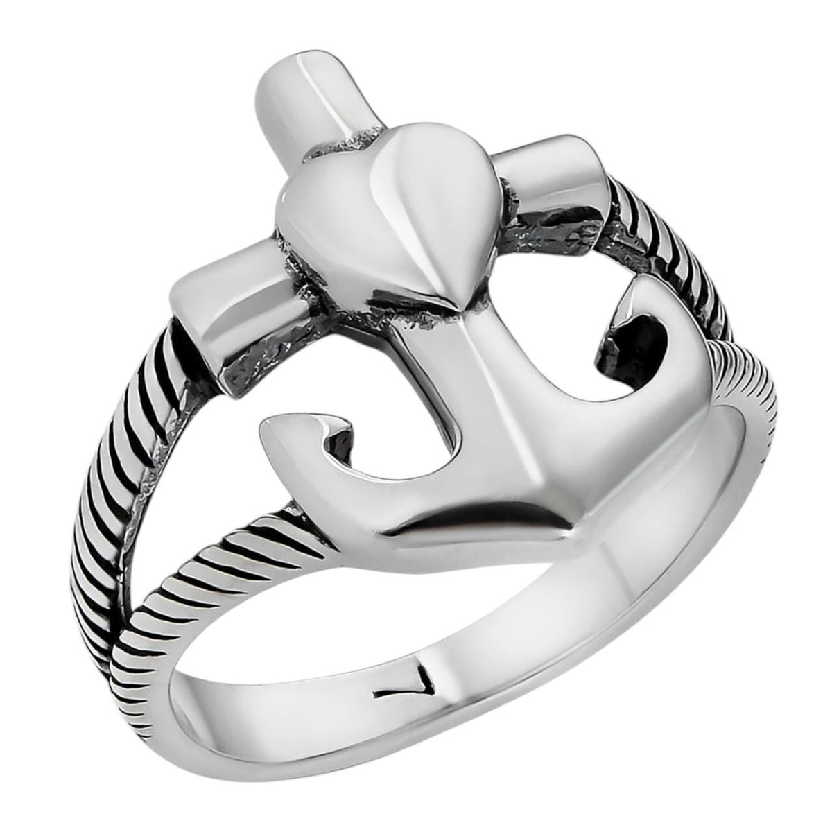Cross On Anchor Ring | 925 Silver Oxidized