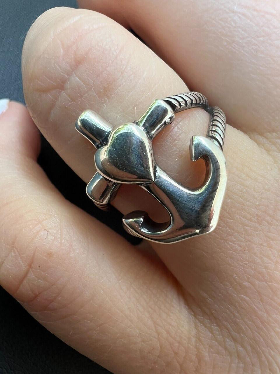 Cross On Anchor Ring | 925 Silver Oxidized