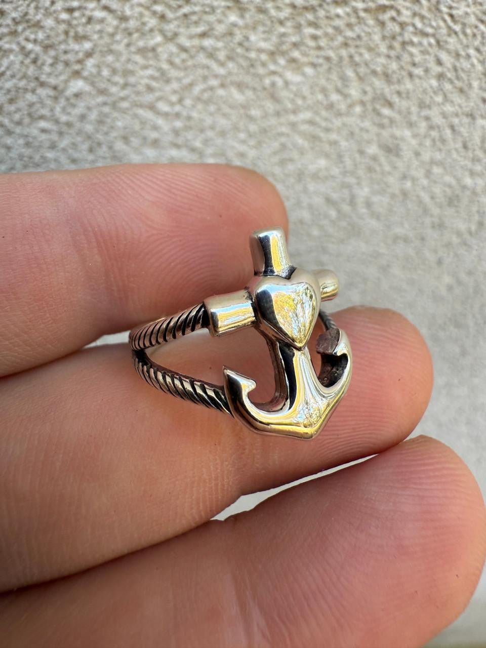 Cross On Anchor Ring | 925 Silver Oxidized