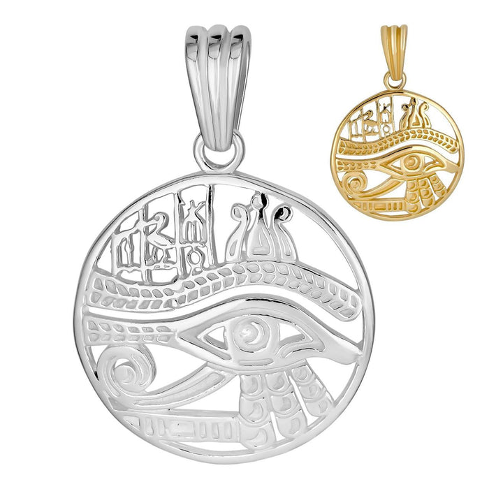 Eye Of Horus Egyptian Hieroglyphics Pendant | 14k Gold Vermeil Or 925 Silver
