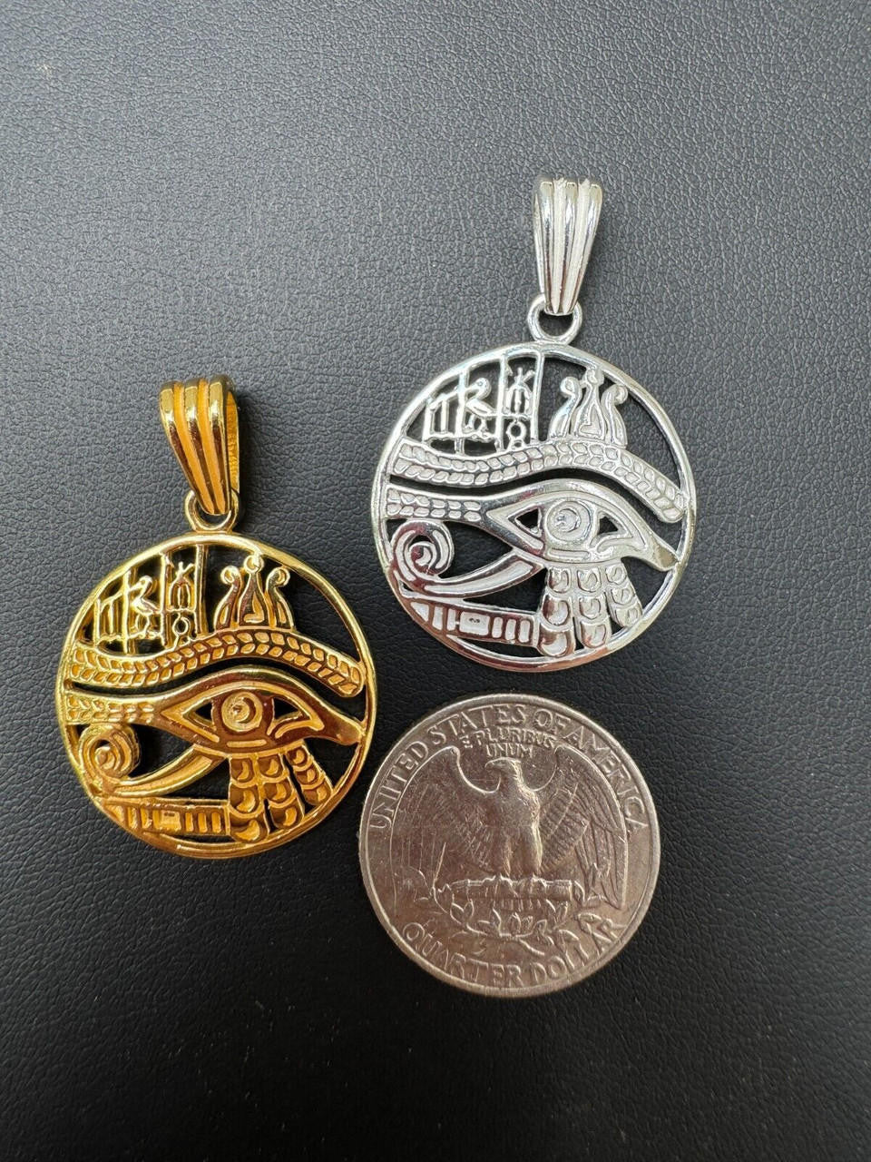 Eye Of Horus Egyptian Hieroglyphics Pendant | 14k Gold Vermeil Or 925 Silver