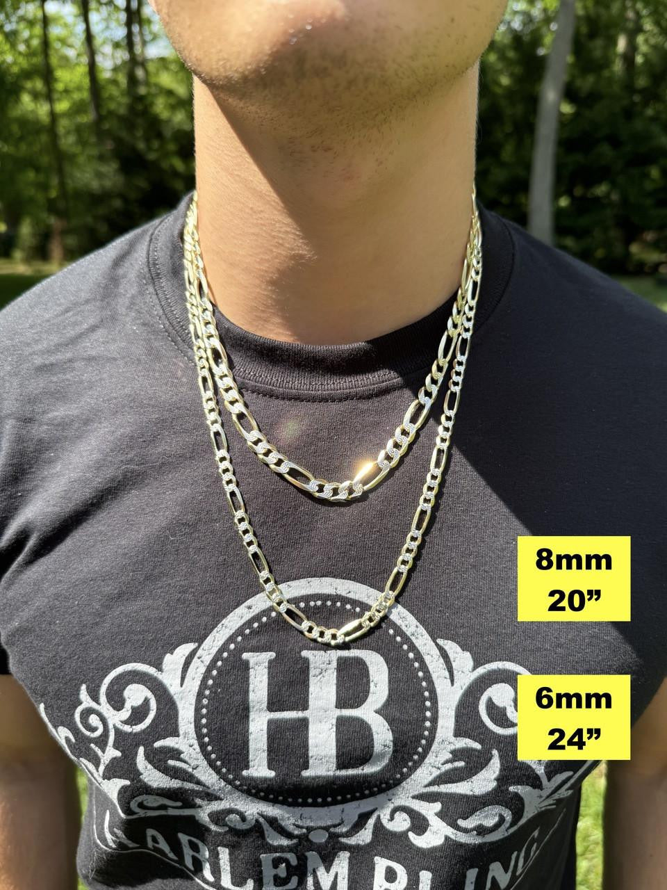 Figaro Link Chain Necklace Or Bracelet | Diamond Cut 14k Gold Vermeil 925 Sterling Silver