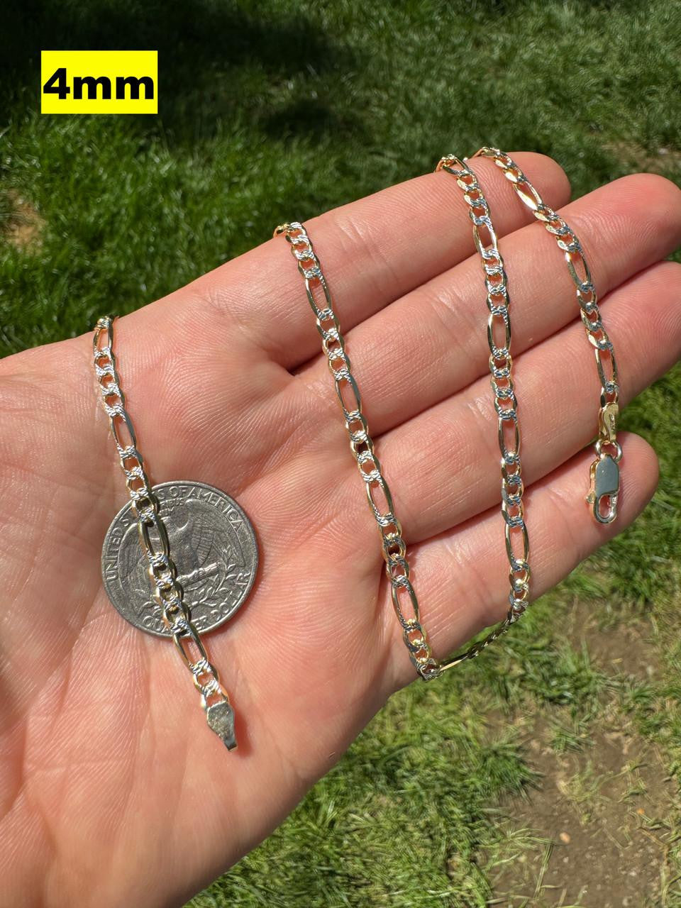 Figaro Link Chain Necklace Or Bracelet | Diamond Cut 14k Gold Vermeil 925 Sterling Silver