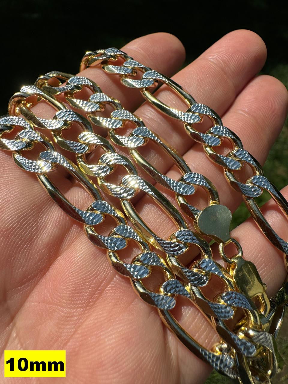 Figaro Link Chain Necklace Or Bracelet | Diamond Cut 14k Gold Vermeil 925 Sterling Silver