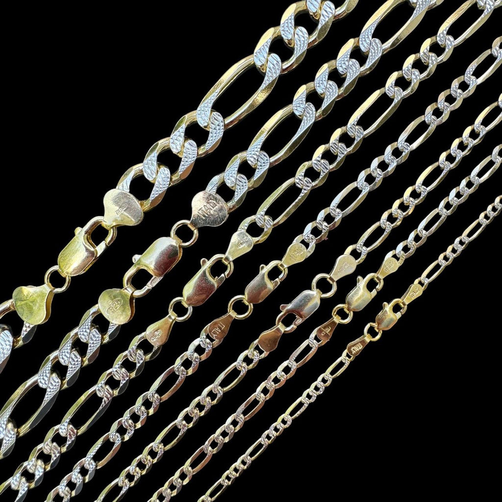 Figaro Link Chain Necklace Or Bracelet | Diamond Cut 14k Gold Vermeil 925 Sterling Silver