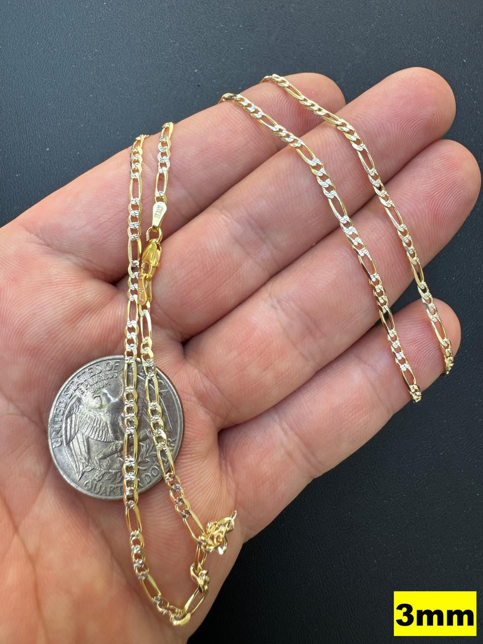 Figaro Link Chain Necklace Or Bracelet | Diamond Cut 14k Gold Vermeil 925 Sterling Silver