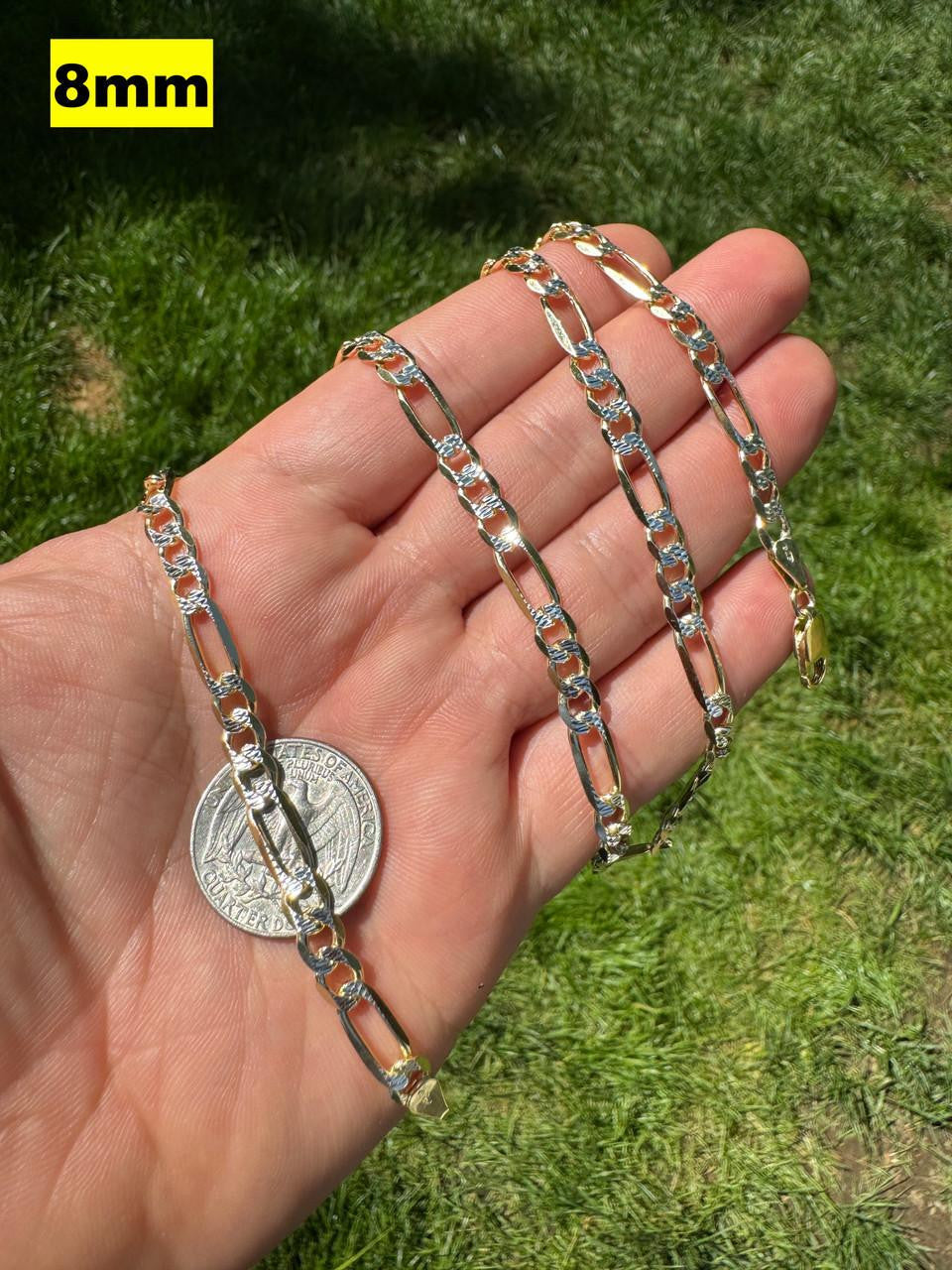 Figaro Link Chain Necklace Or Bracelet | Diamond Cut 14k Gold Vermeil 925 Sterling Silver