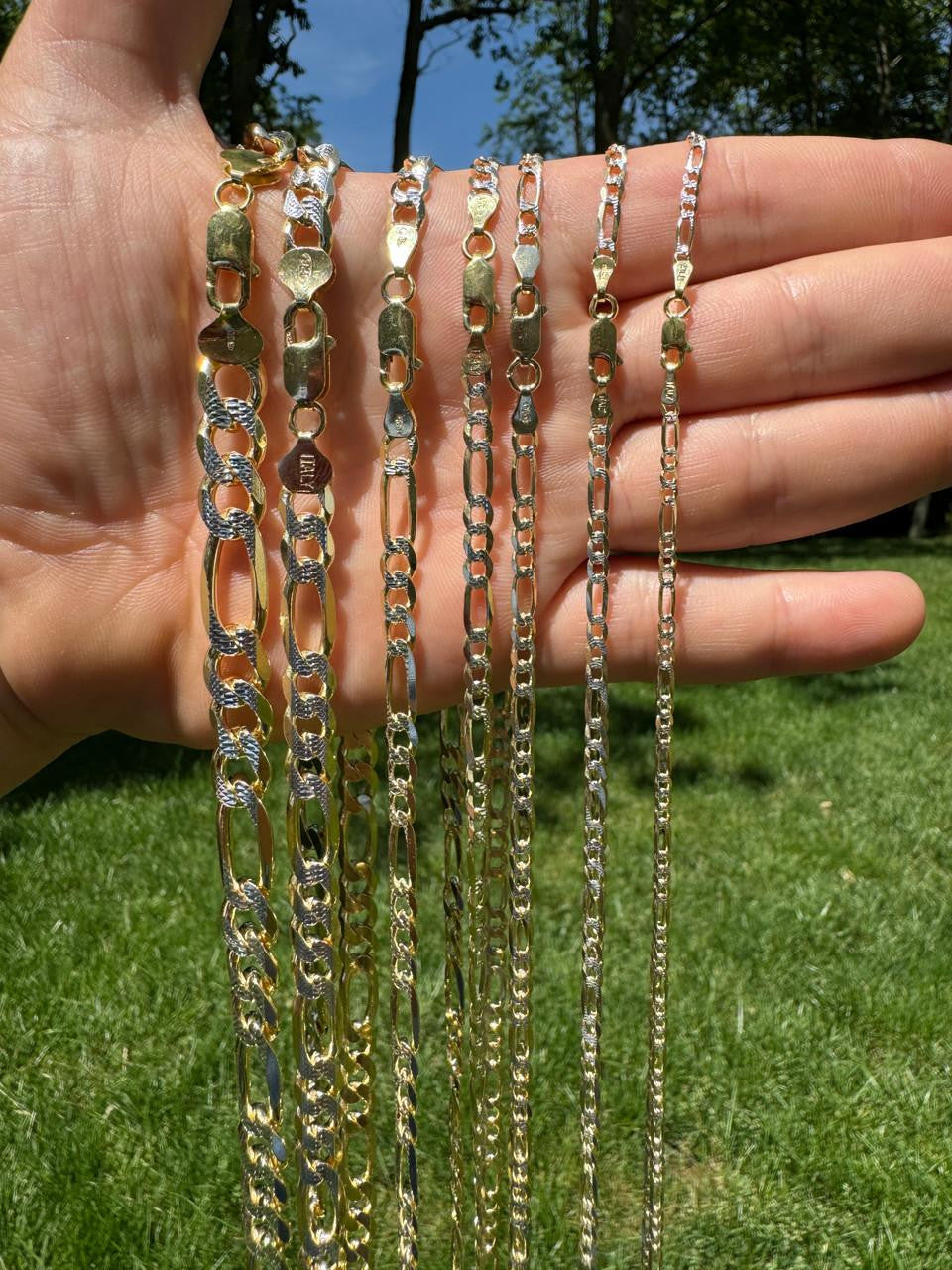 Figaro Link Chain Necklace Or Bracelet | Diamond Cut 14k Gold Vermeil 925 Sterling Silver