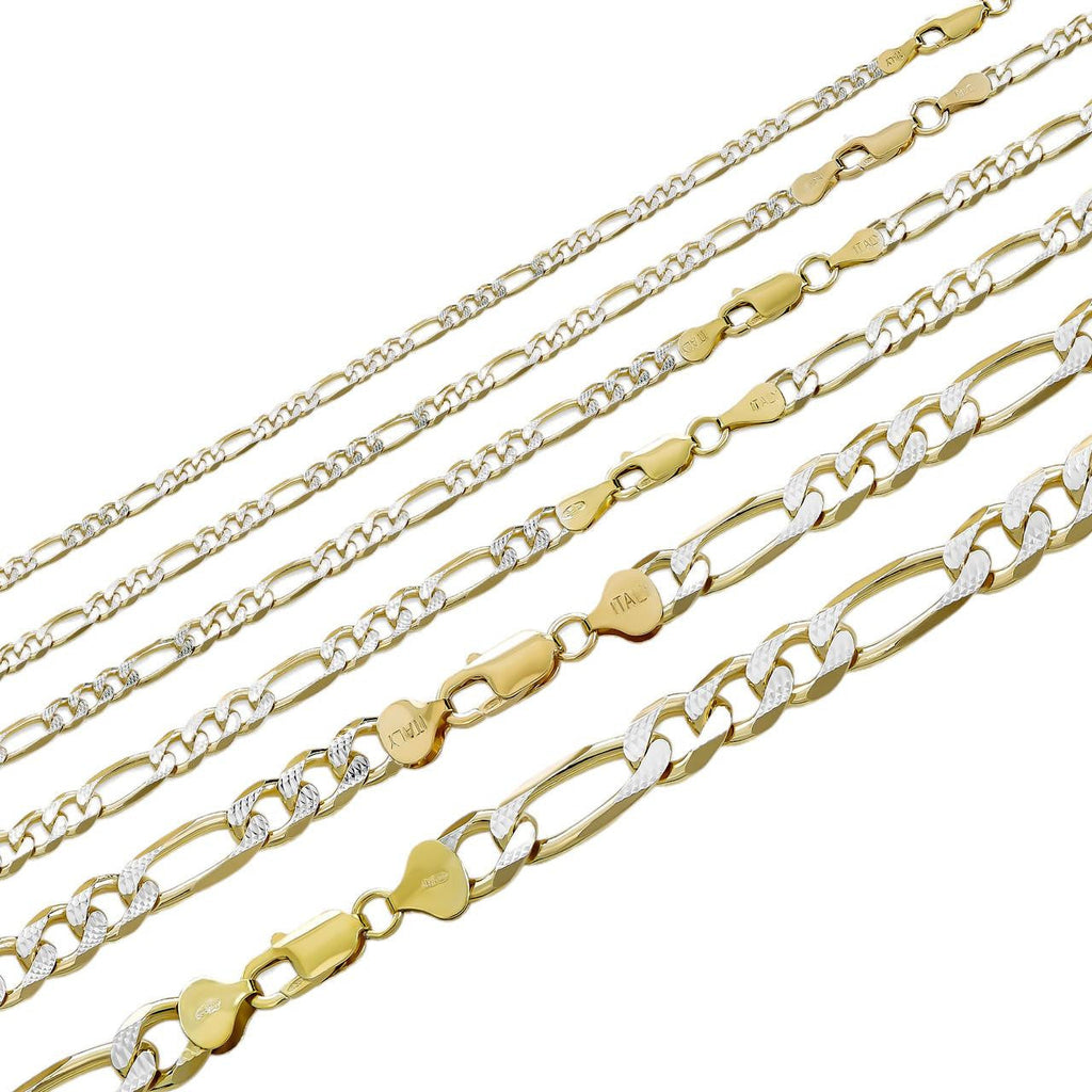 Figaro Link Chain Necklace Or Bracelet | Diamond Cut 14k Gold Vermeil 925 Sterling Silver