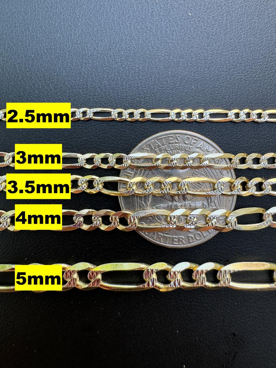 Figaro Link Chain Necklace Or Bracelet | Diamond Cut 14k Gold Vermeil 925 Sterling Silver