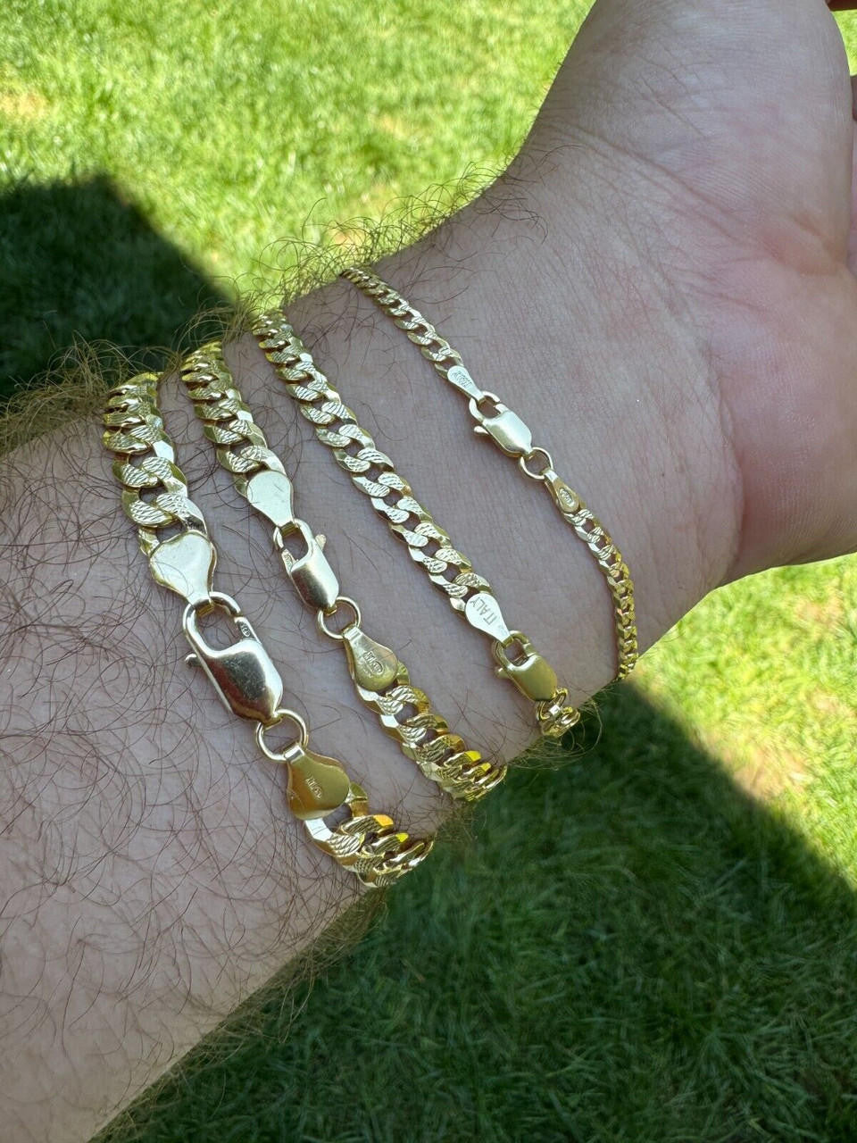 Flat Curb Cuban Bracelet | Diamond Cut 14k Gold Vermeil 925 Sterling Silver
