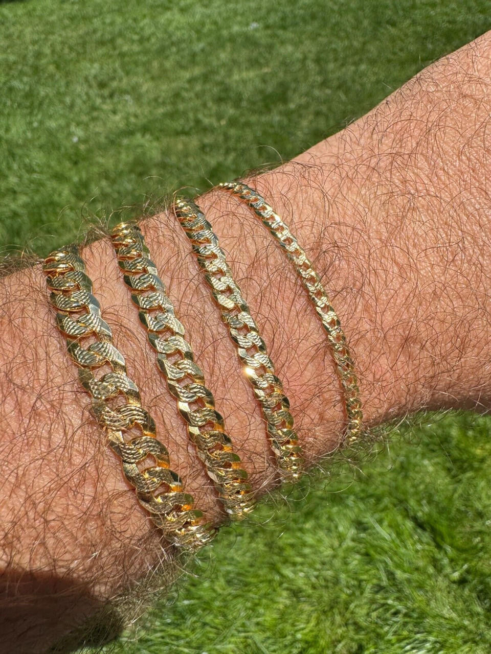 Flat Curb Cuban Bracelet | Diamond Cut 14k Gold Vermeil 925 Sterling Silver