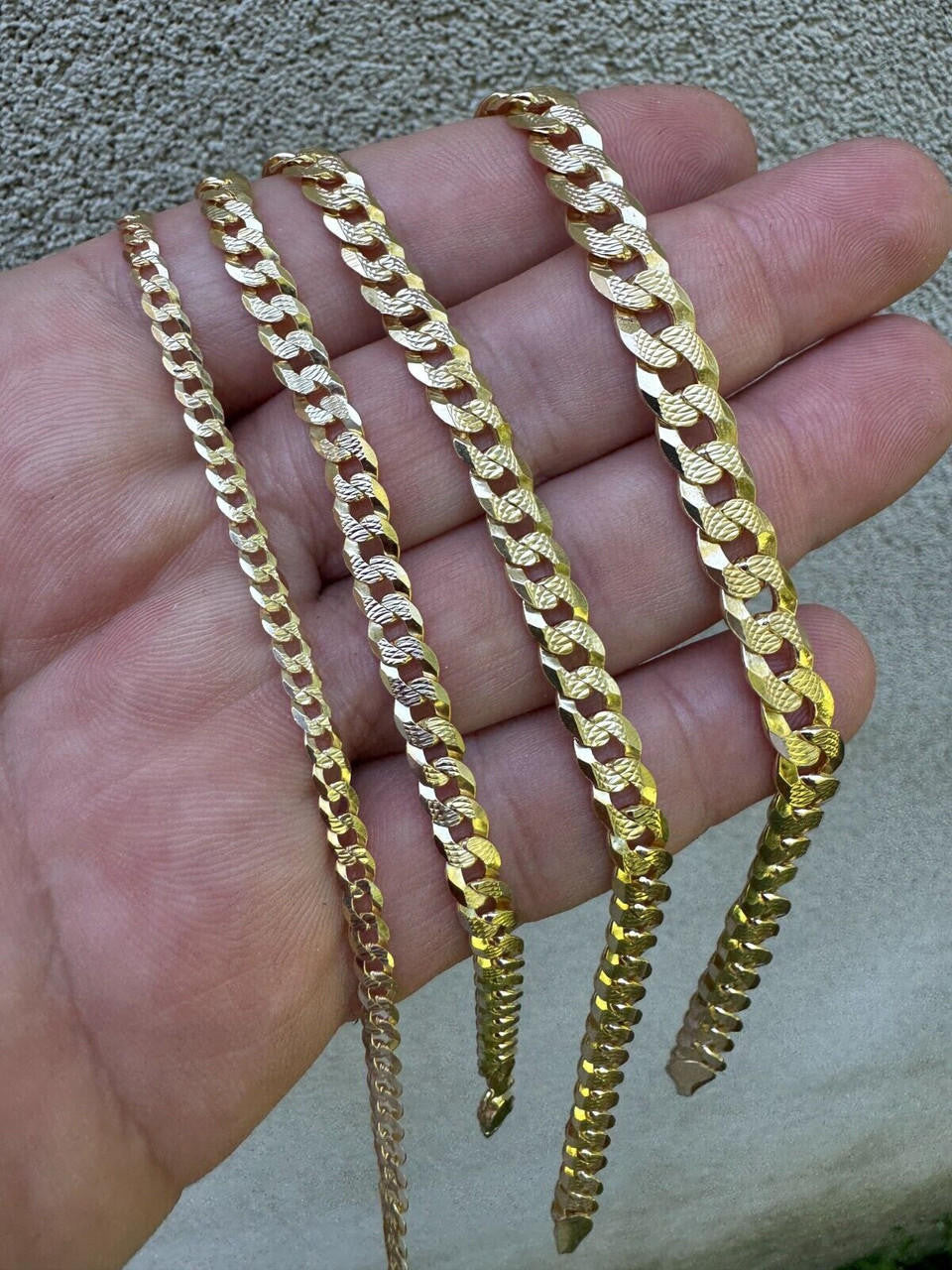 Flat Curb Cuban Bracelet | Diamond Cut 14k Gold Vermeil 925 Sterling Silver