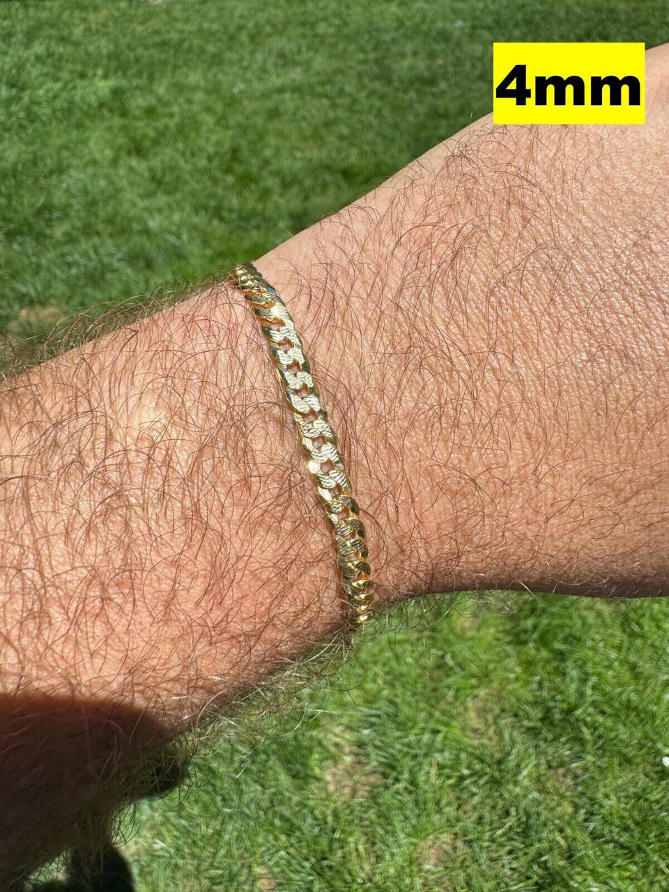 Flat Curb Cuban Bracelet | Diamond Cut 14k Gold Vermeil 925 Sterling Silver