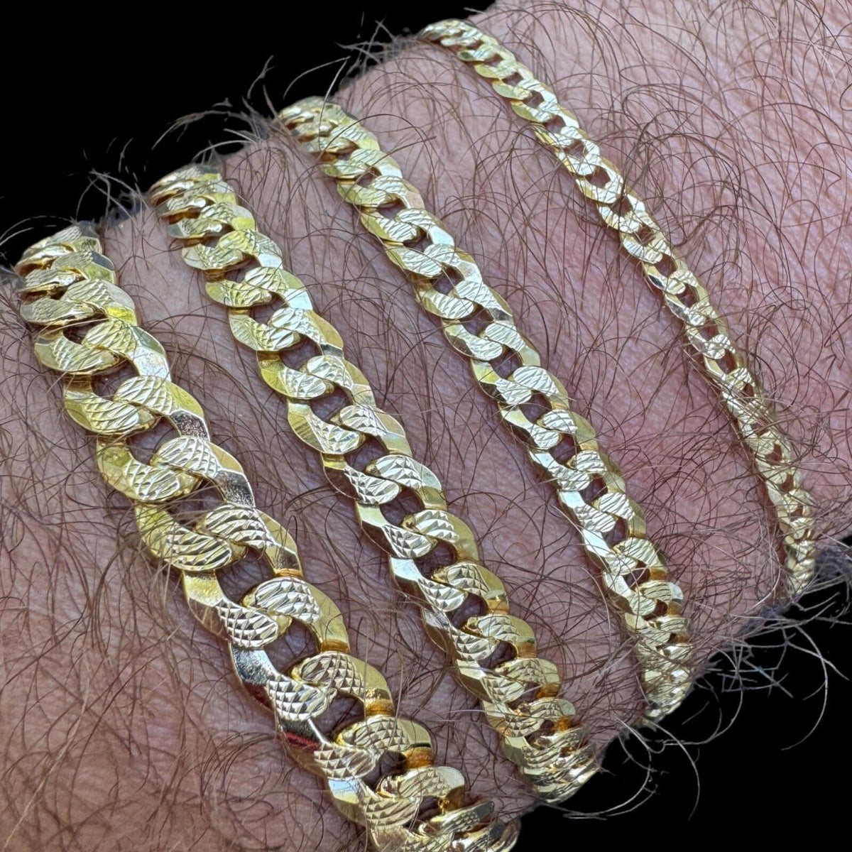 Flat Curb Cuban Bracelet | Diamond Cut 14k Gold Vermeil 925 Sterling Silver