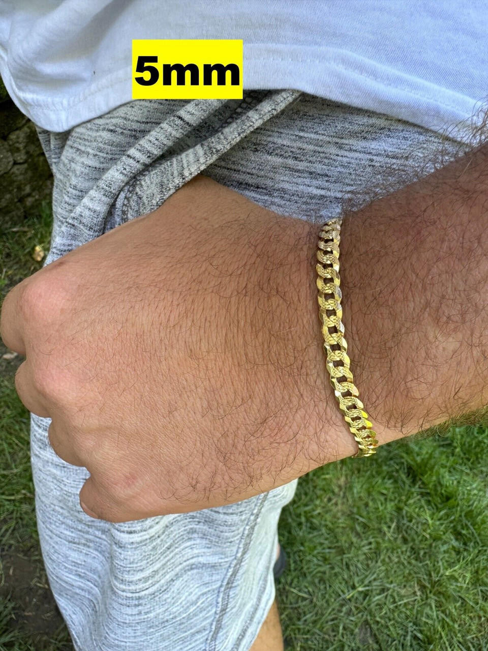 Flat Curb Cuban Bracelet | Diamond Cut 14k Gold Vermeil 925 Sterling Silver