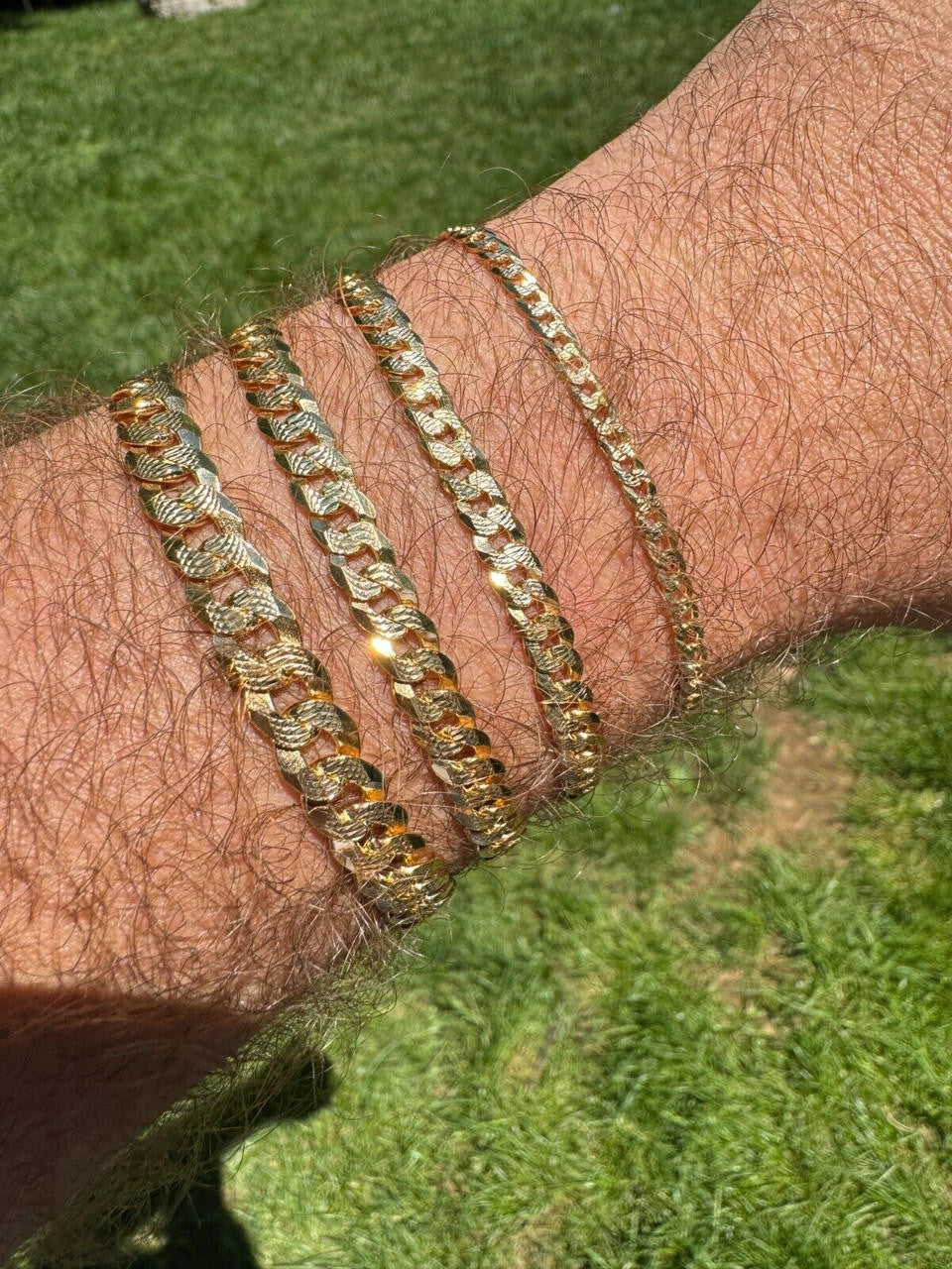 Flat Curb Cuban Bracelet | Diamond Cut 14k Gold Vermeil 925 Sterling Silver