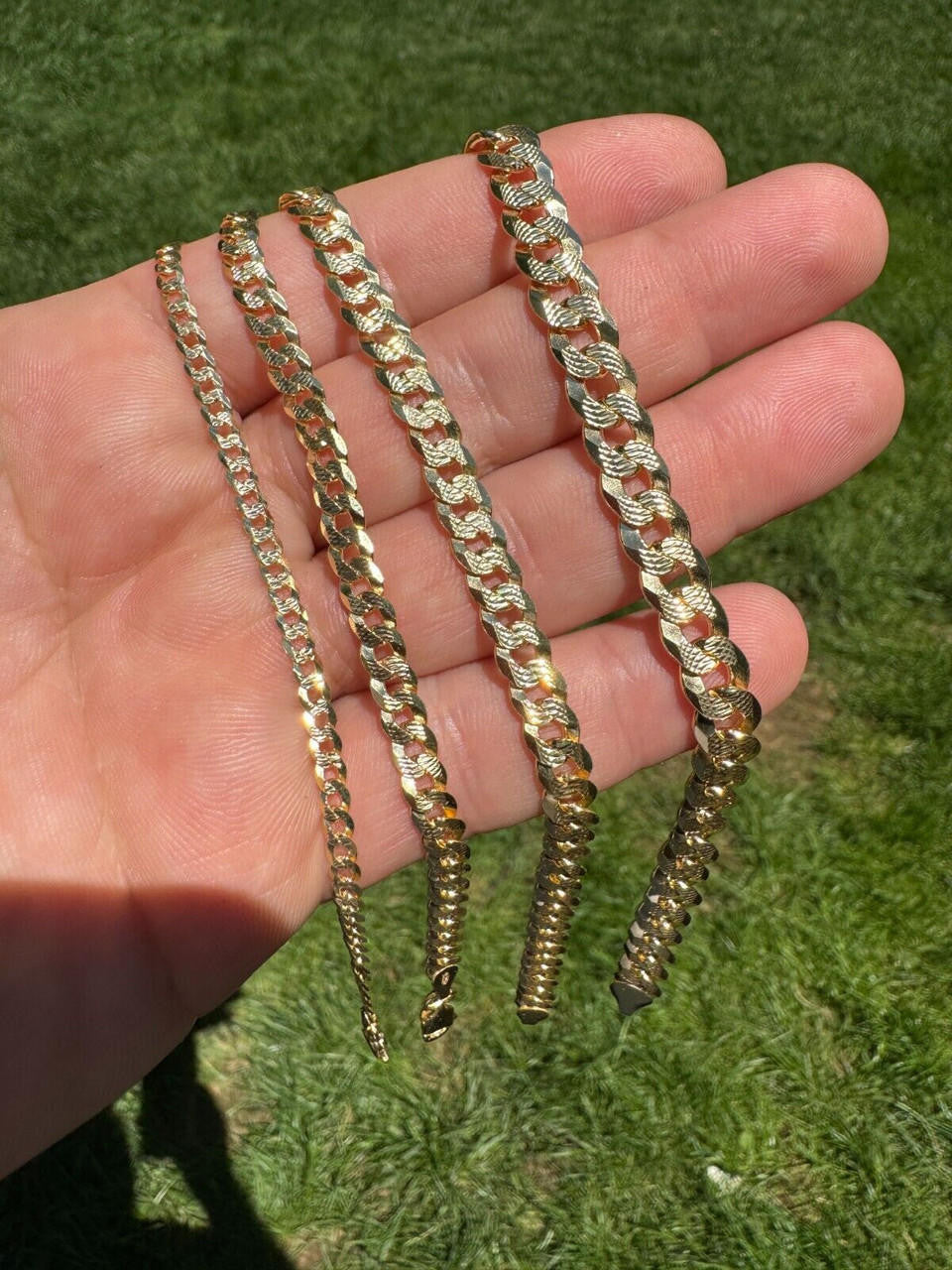 Flat Curb Cuban Bracelet | Diamond Cut 14k Gold Vermeil 925 Sterling Silver