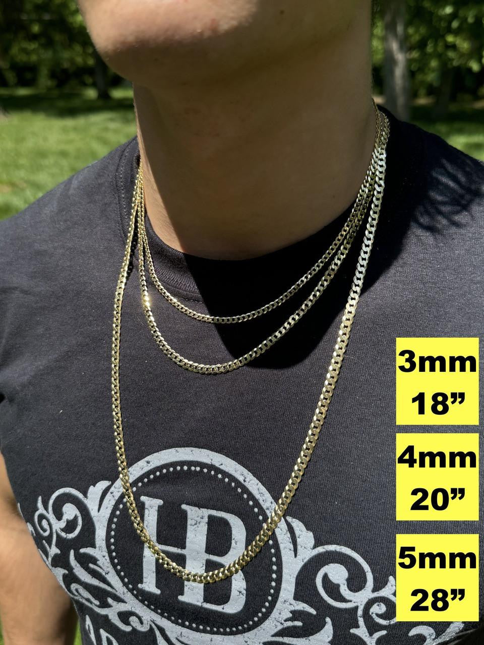 Flat Curb Cuban Chain Necklace | 14k Gold Vermeil 925 Sterling Silver