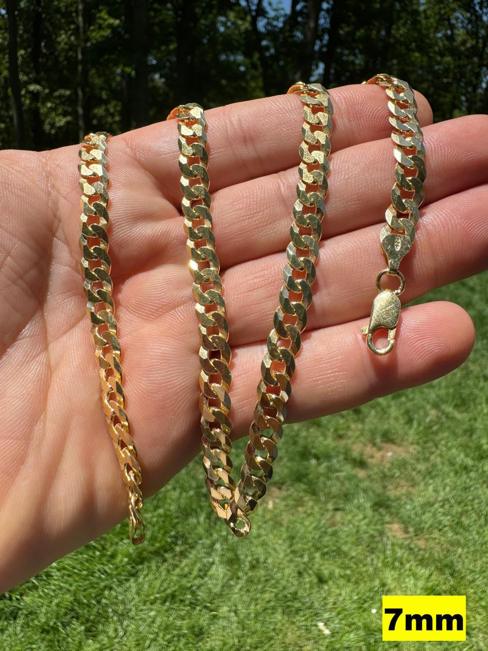 Flat Curb Cuban Chain Necklace | 14k Gold Vermeil 925 Sterling Silver