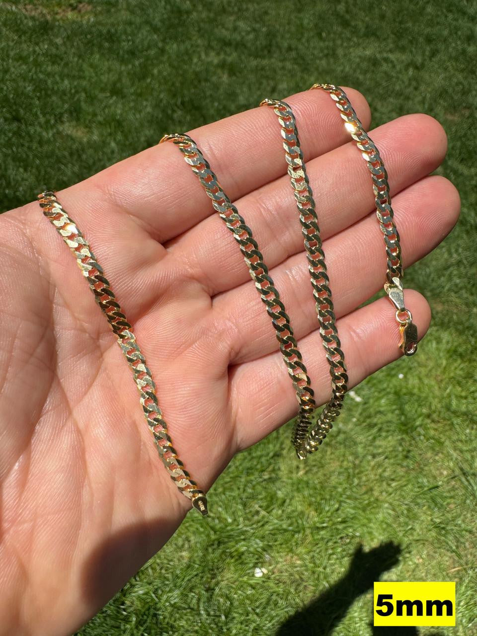 Flat Curb Cuban Chain Necklace | 14k Gold Vermeil 925 Sterling Silver