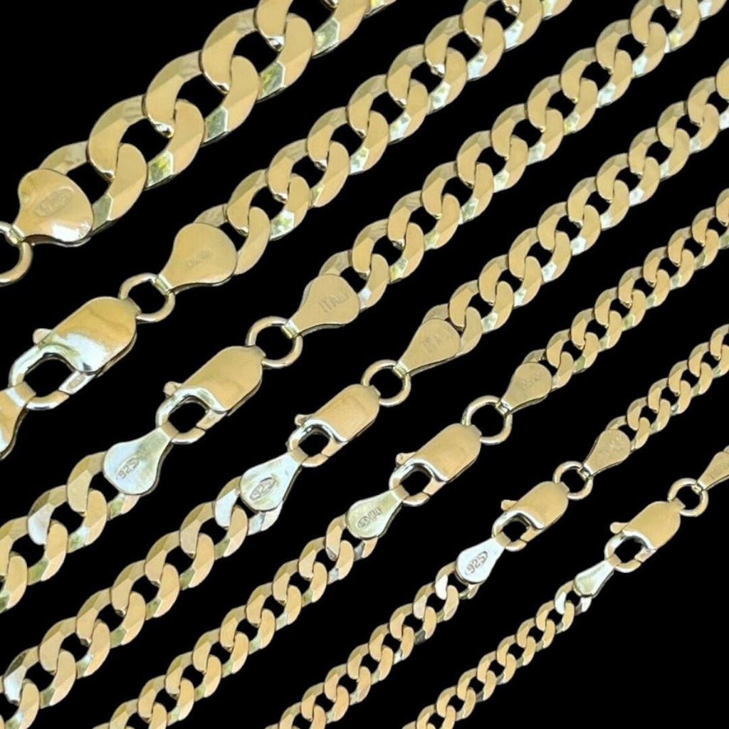 Flat Curb Cuban Chain Necklace | 14k Gold Vermeil 925 Sterling Silver