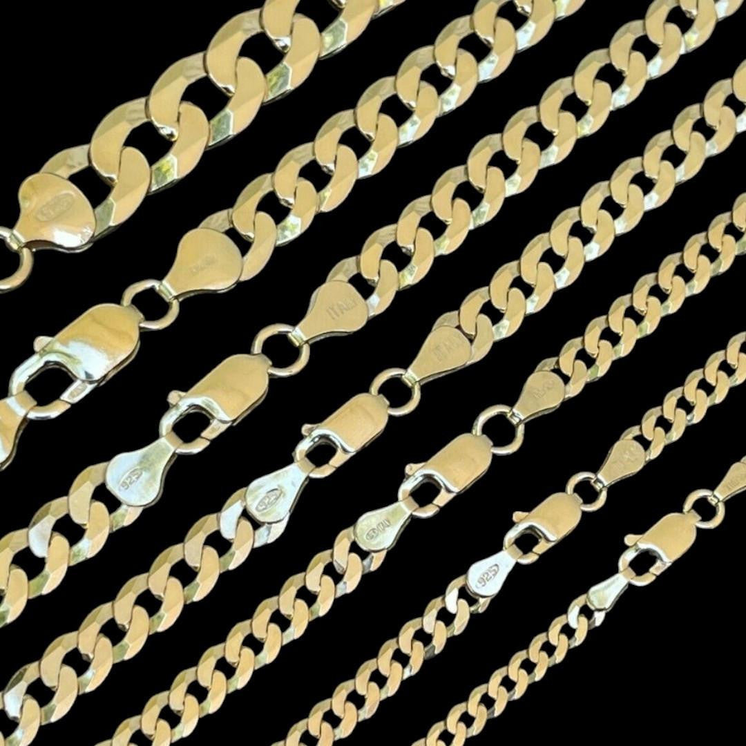 Flat Curb Cuban Chain Necklace | 14k Gold Vermeil 925 Sterling Silver