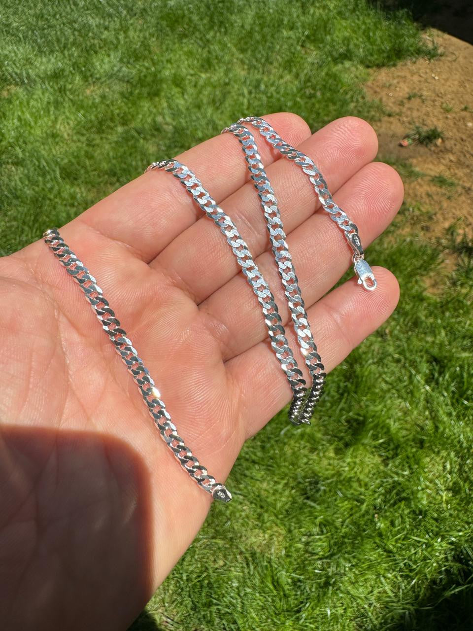Flat Curb Cuban Chain Necklace | 925 Sterling Silver