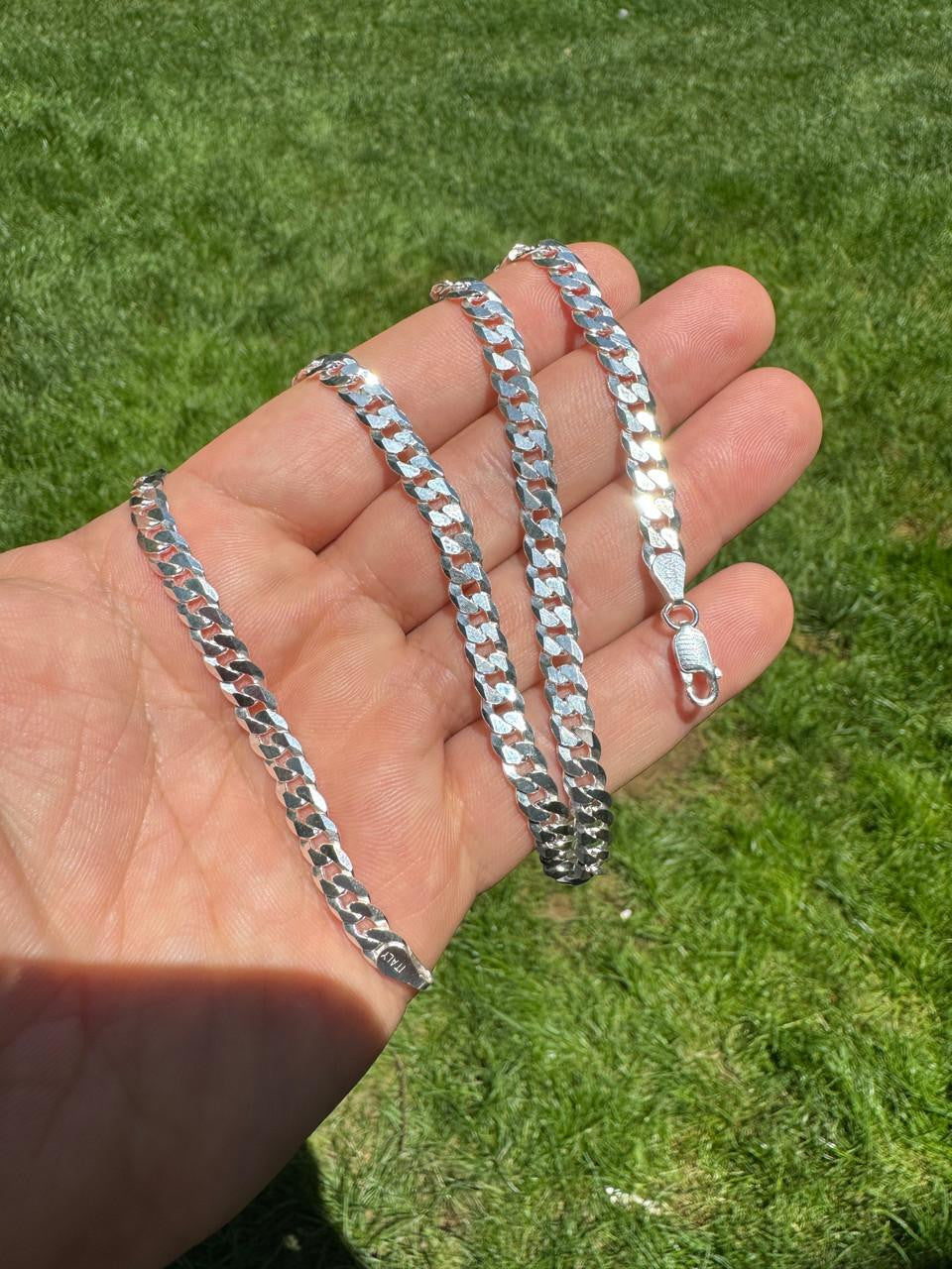 Flat Curb Cuban Chain Necklace | 925 Sterling Silver