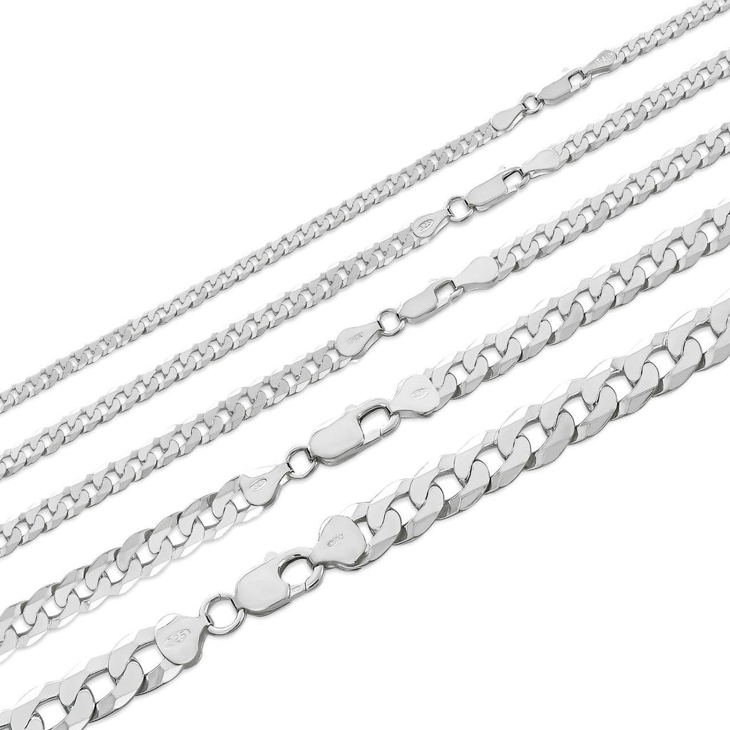 Flat Curb Cuban Chain Necklace | 925 Sterling Silver