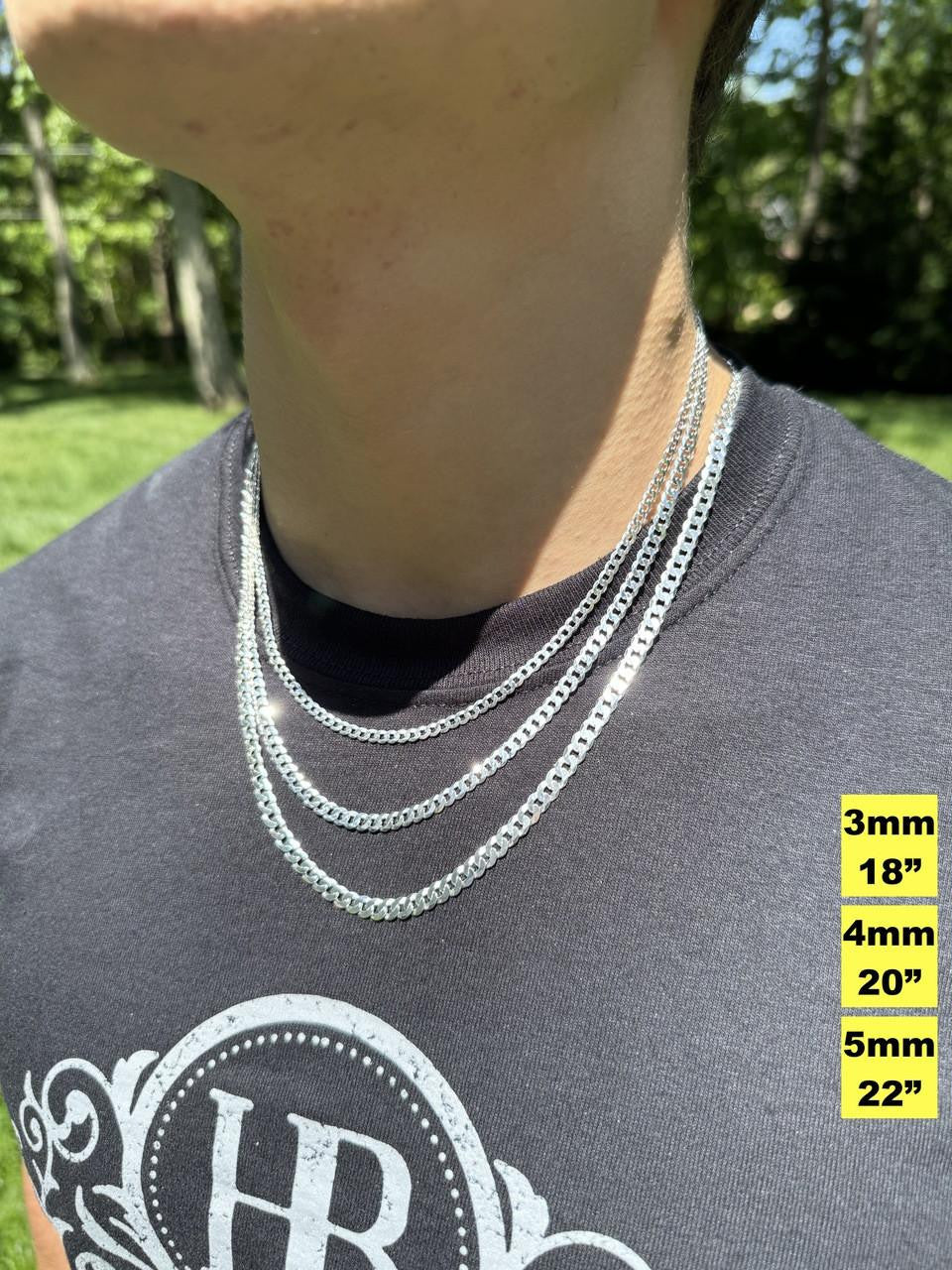 Flat Curb Cuban Chain Necklace | 925 Sterling Silver