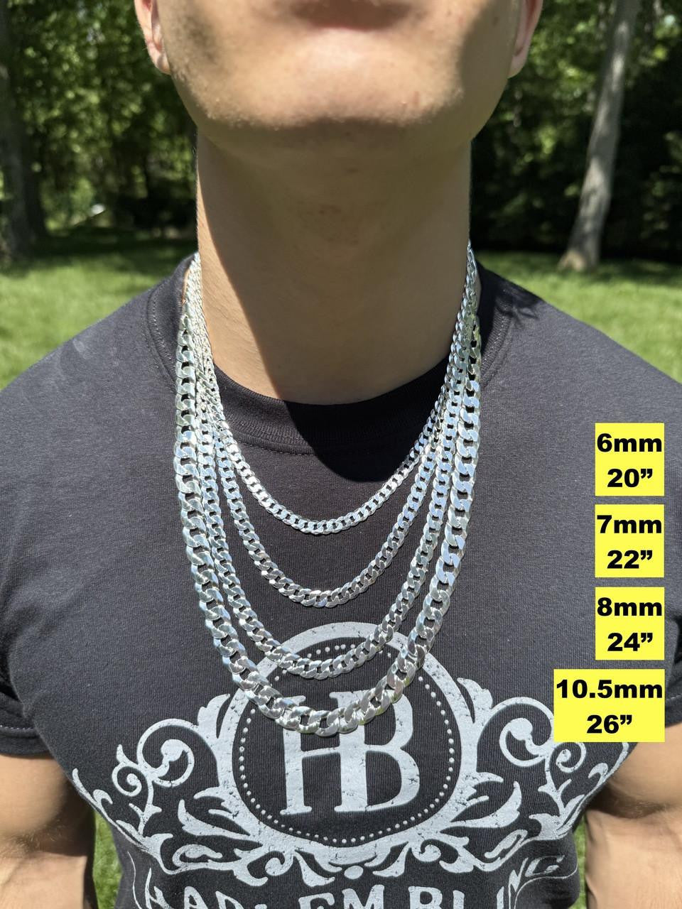 Flat Curb Cuban Chain Necklace | 925 Sterling Silver