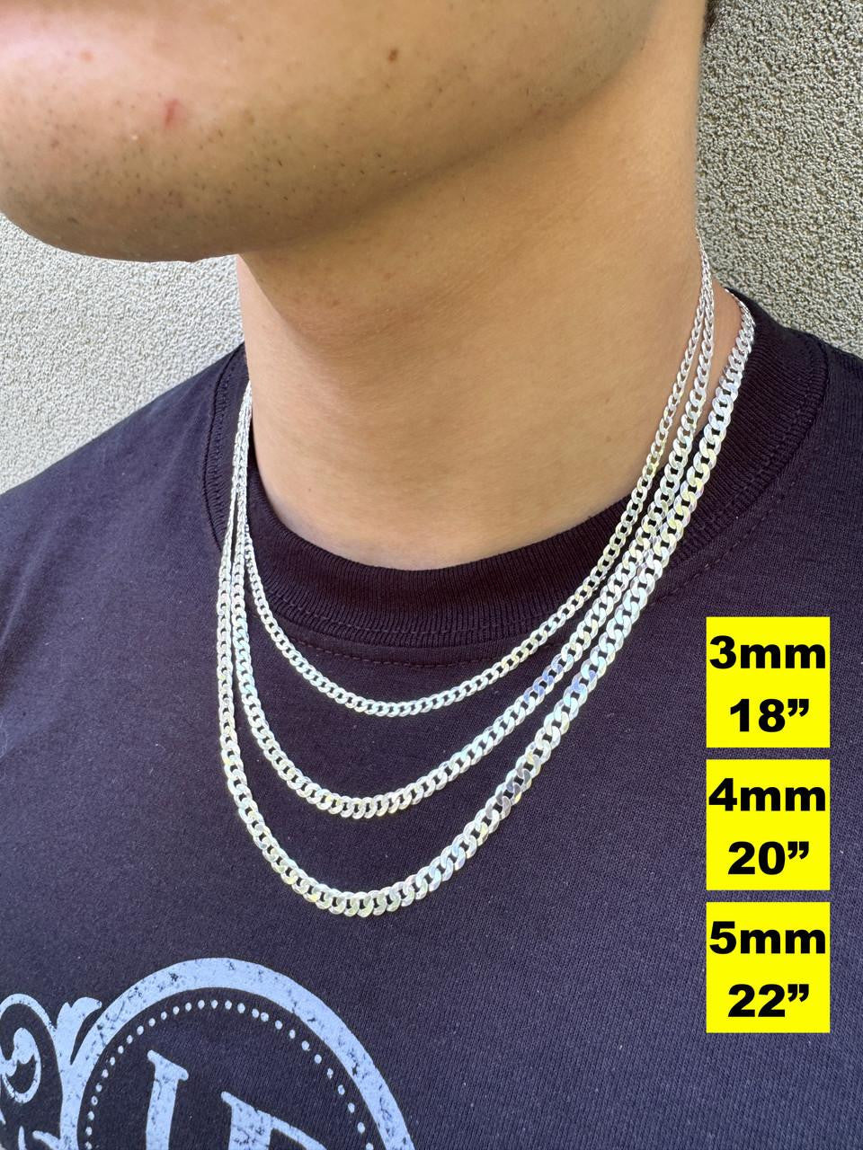 Flat Curb Cuban Chain Necklace | 925 Sterling Silver