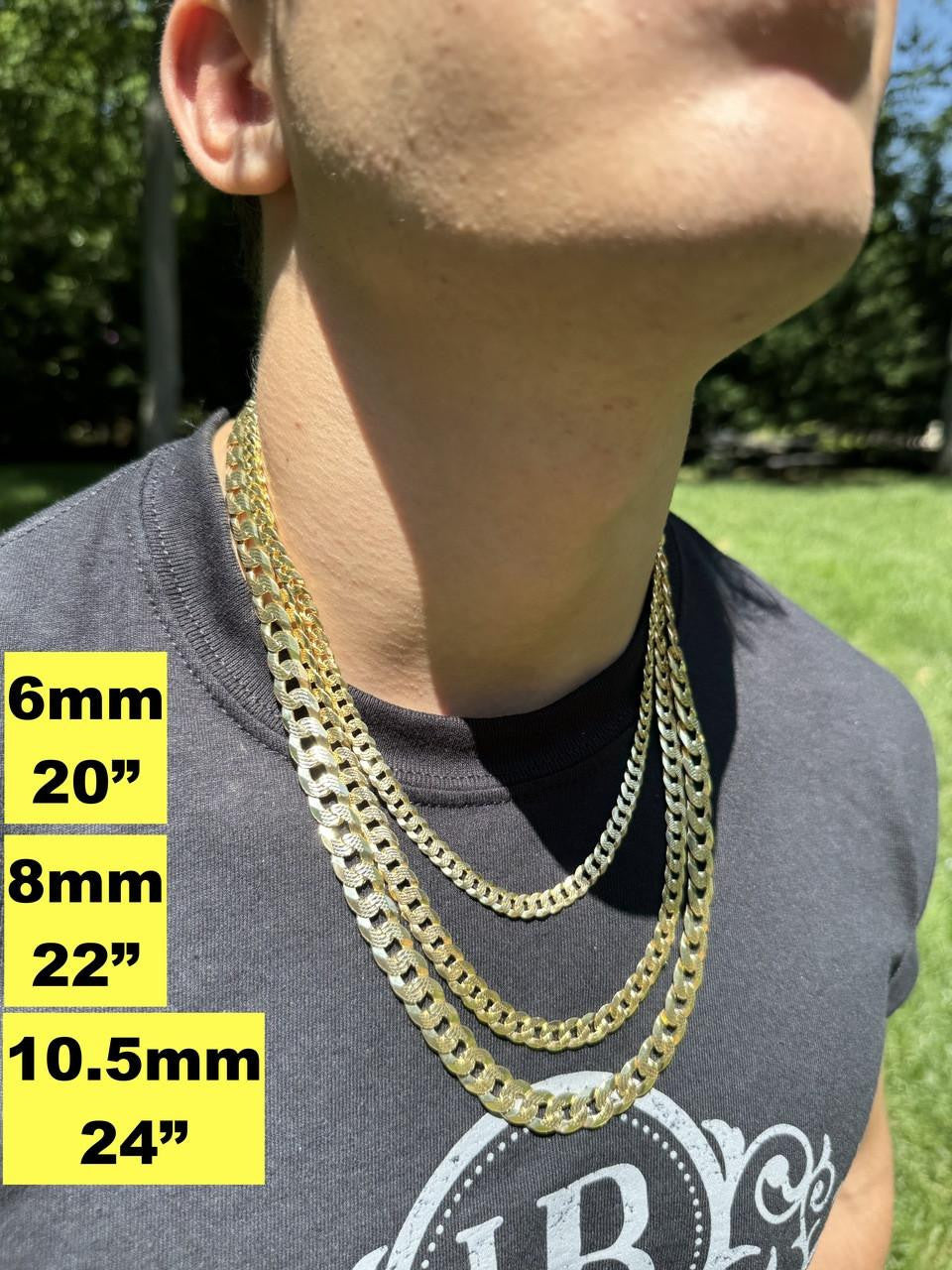 Flat Curb Cuban Chain Necklace | Diamond Cut 14k Gold Vermeil 925 Sterling Silver