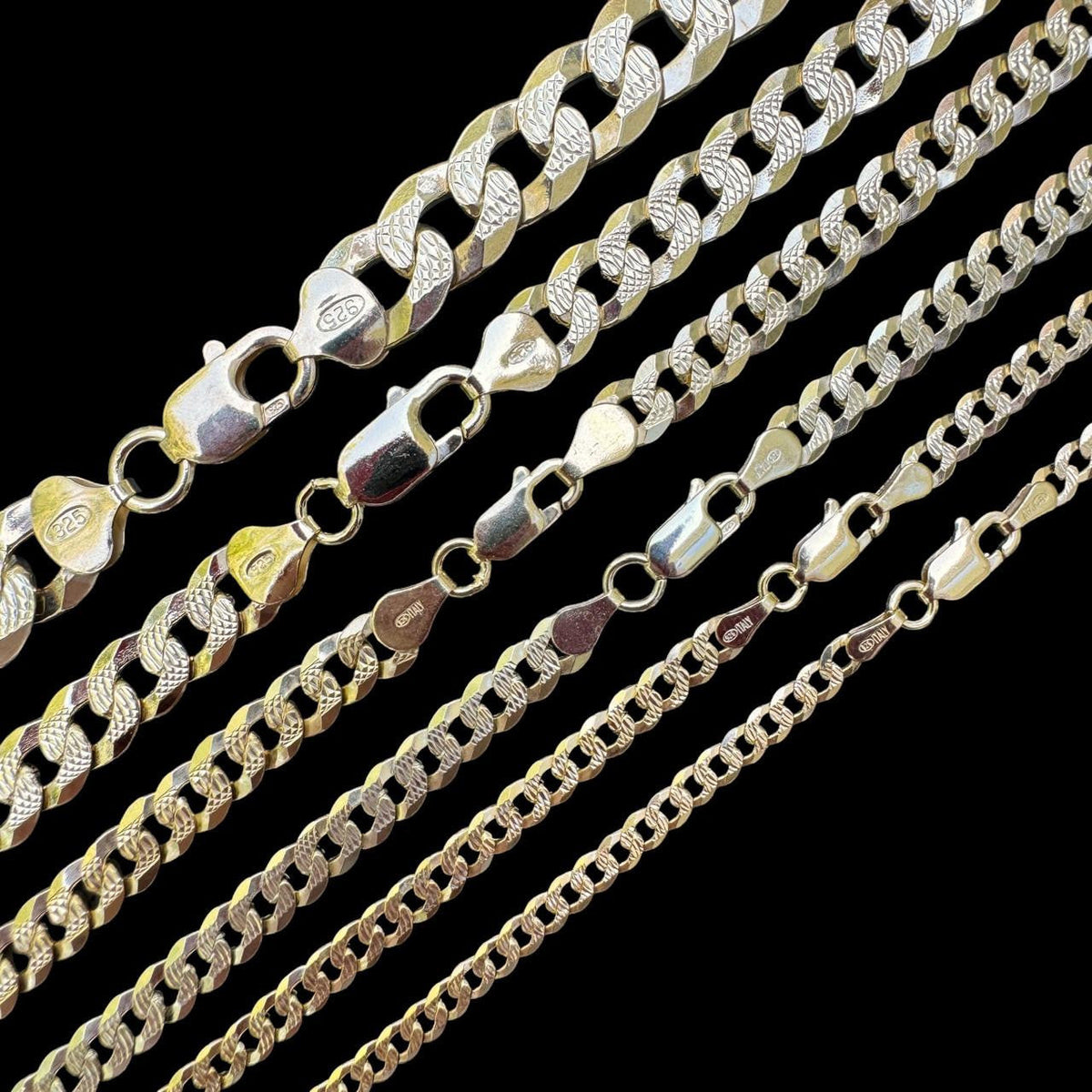 Flat Curb Cuban Chain Necklace | Diamond Cut 14k Gold Vermeil 925 Sterling Silver